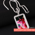 Rectangle Diamond Medallion Pendant Necklace