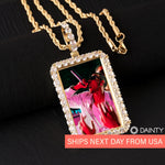 Rectangle Diamond Medallion Pendant Necklace