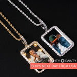 Rectangle Diamond Medallion Pendant Necklace