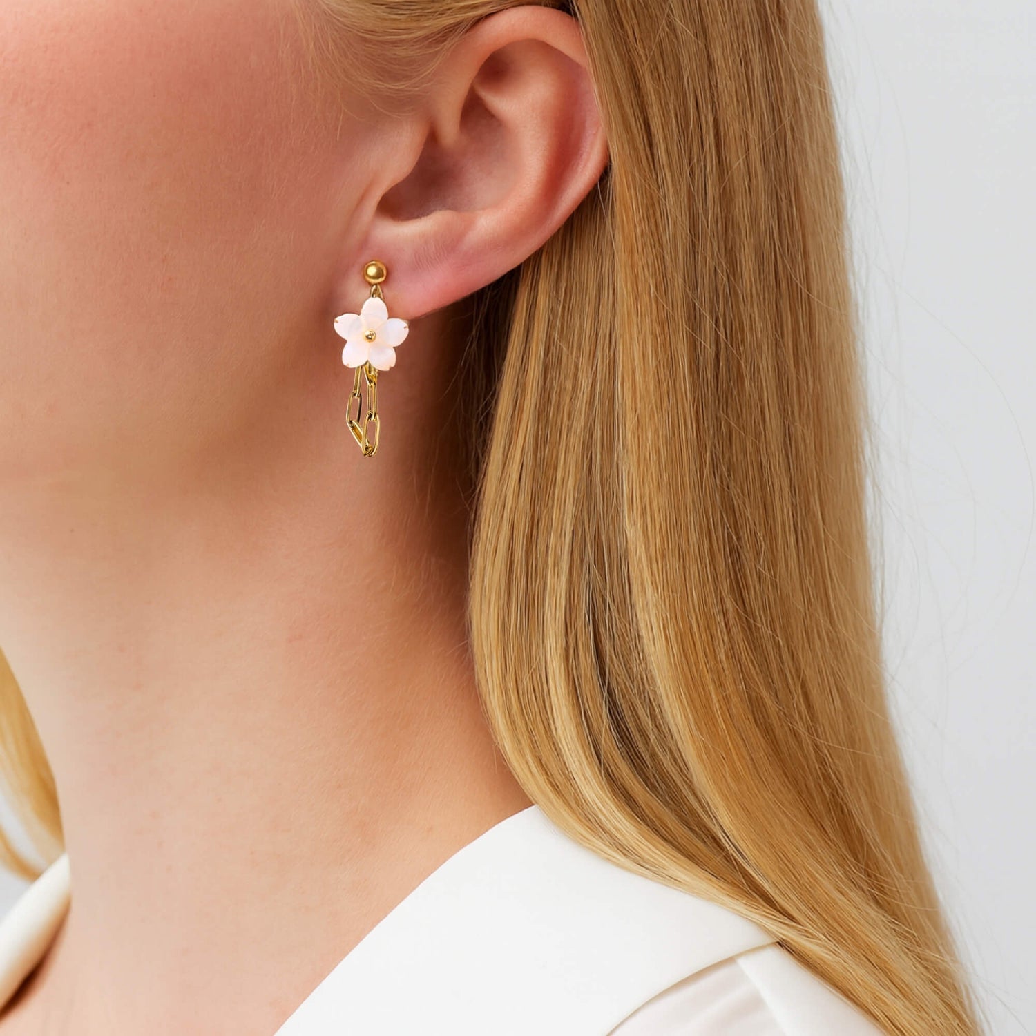 Mother-of-Pearl Blossom Huggies