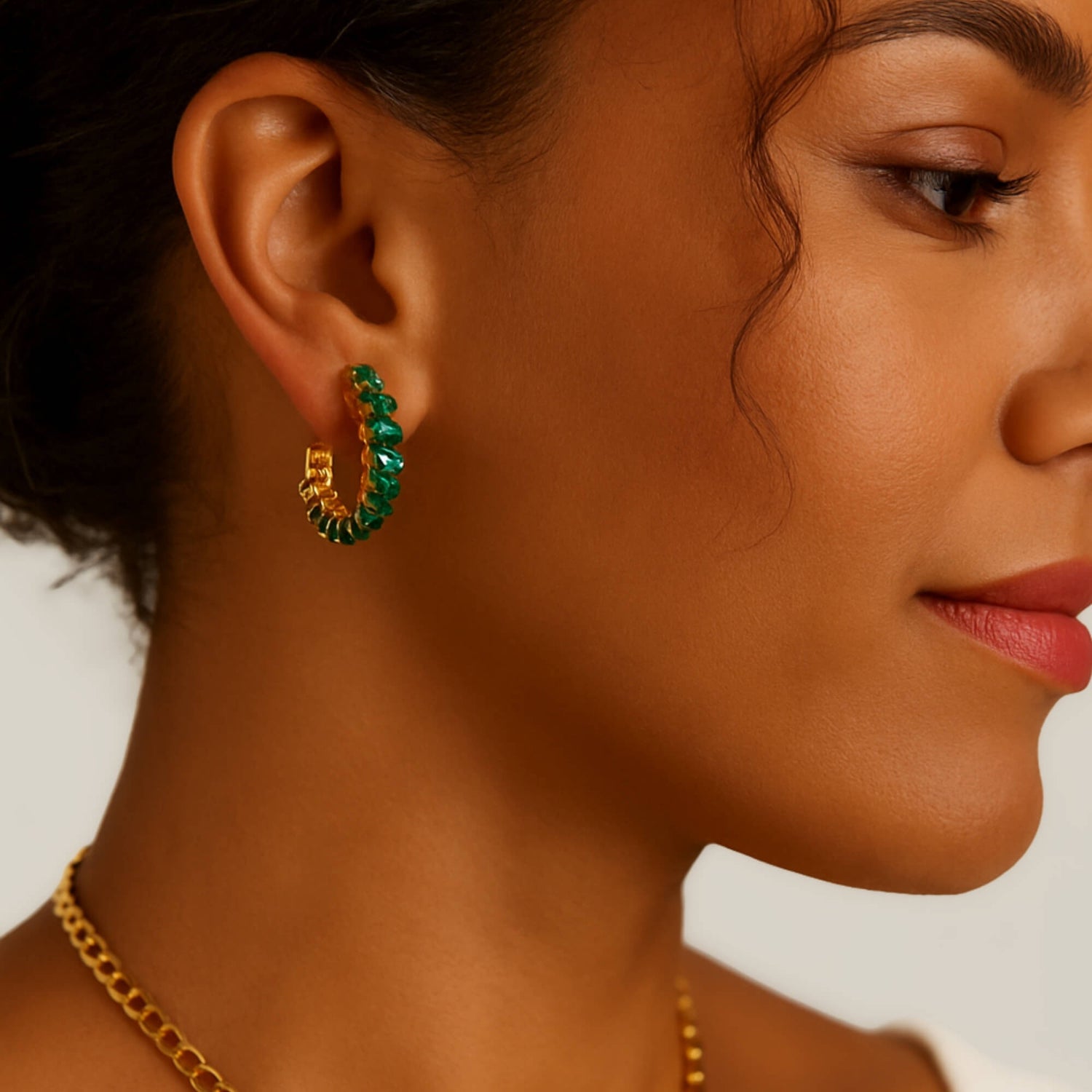 Emerald Marquise Hoops