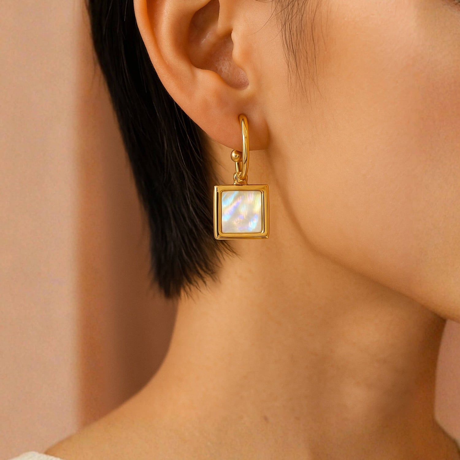Aurora Square Mother-of-Pearl Earrings