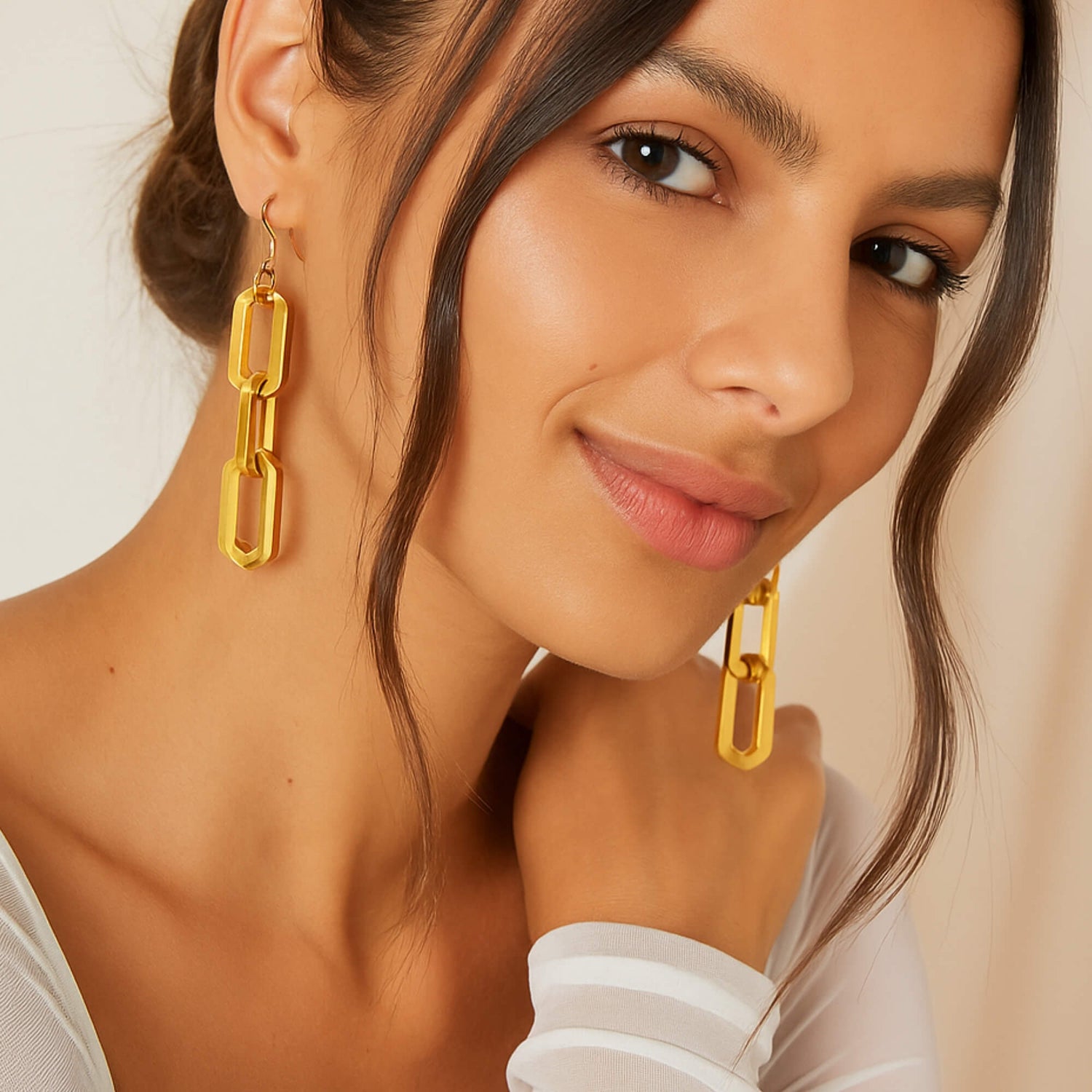 Golden Link Cascade Earrings