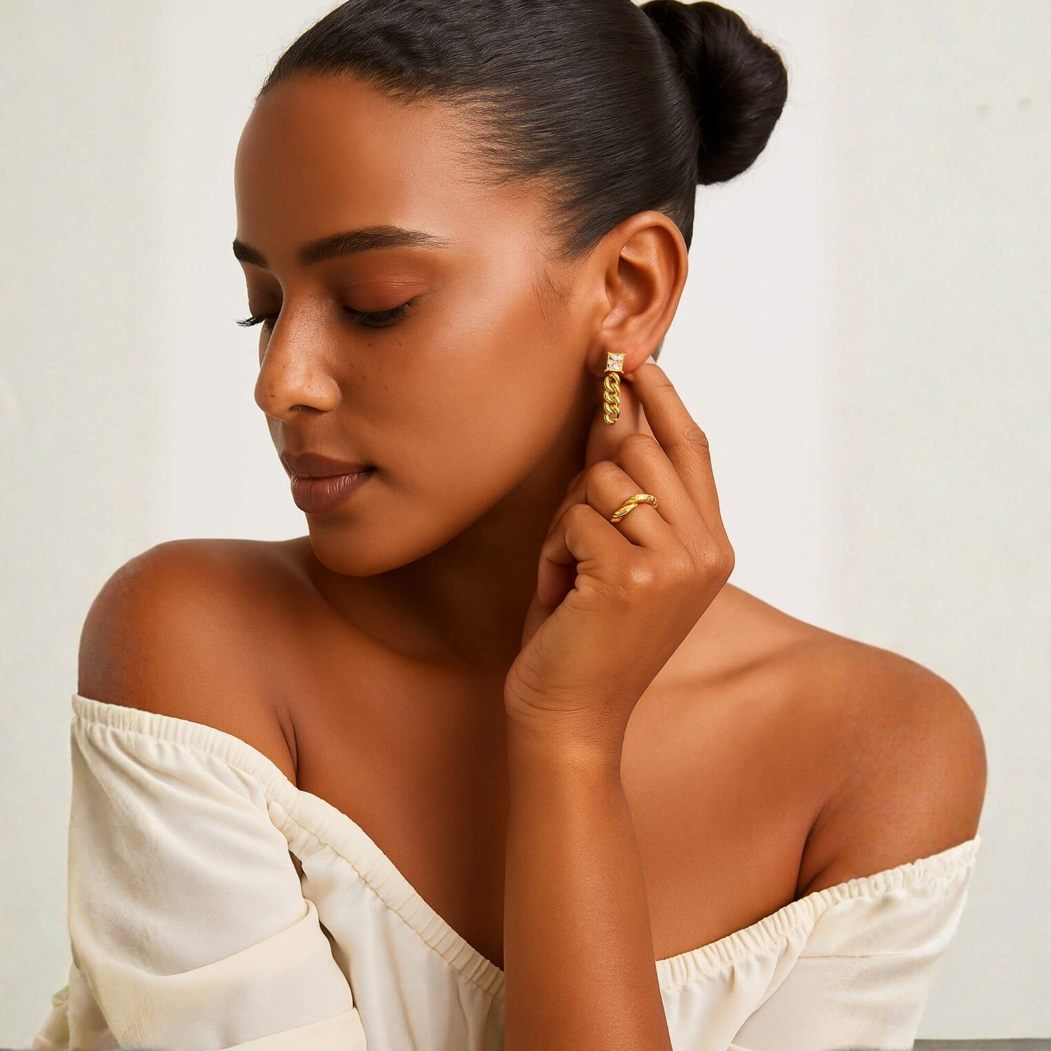 Modern Crystal Chain Earrings