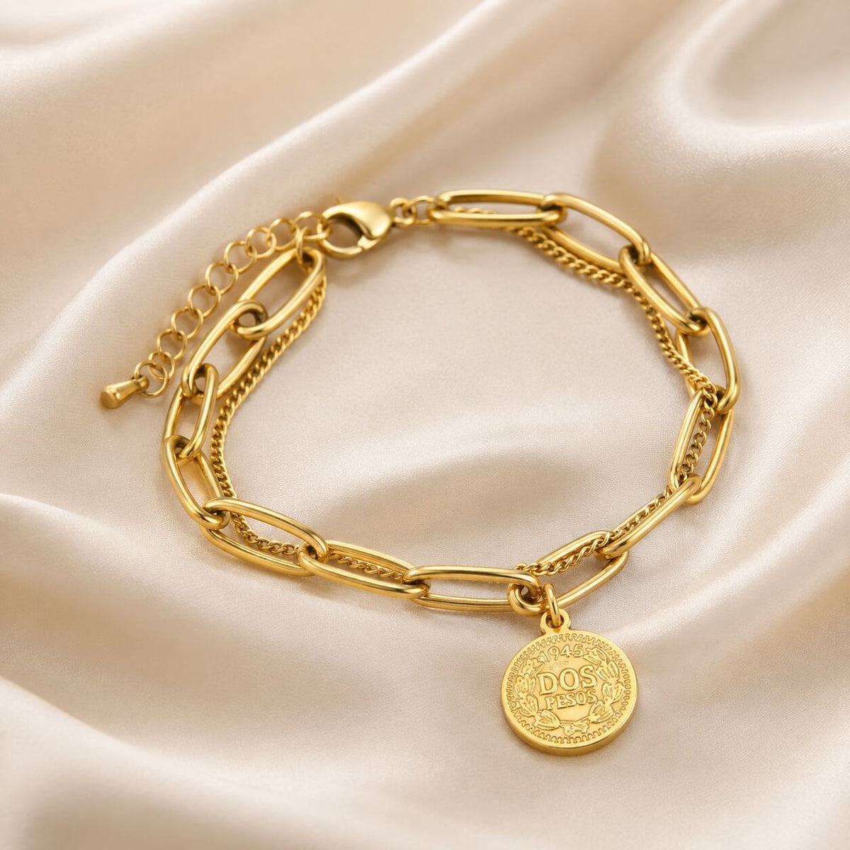 gold coin charm bracelet