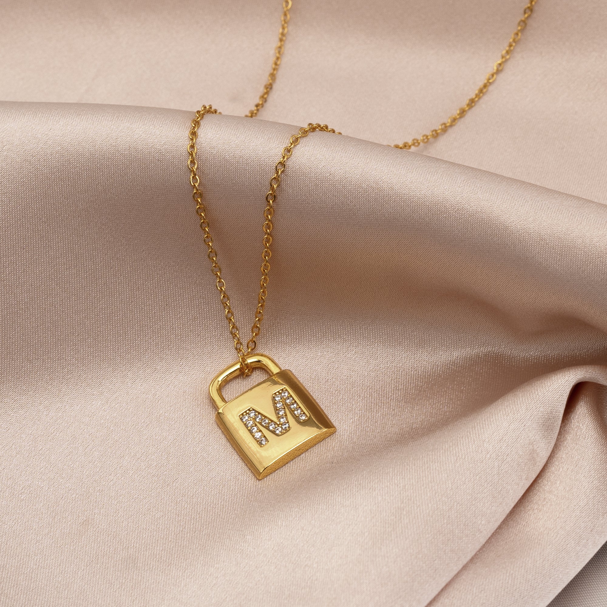 Delicate Padlock Initial Necklace Personalized Lock Pendant Minimalist Jewelry Women s Jewelry Mighty Dainty