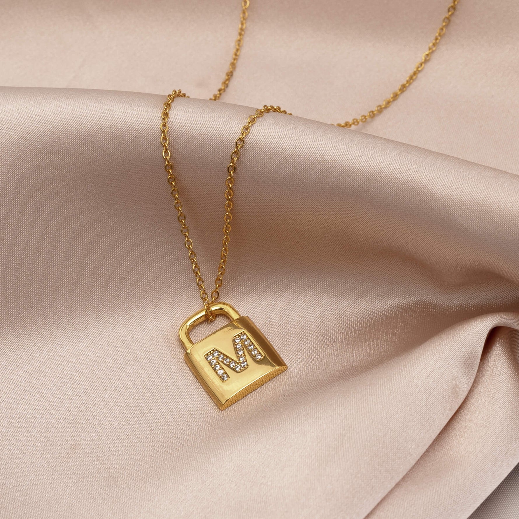 Padlock Initial Pendant Necklace