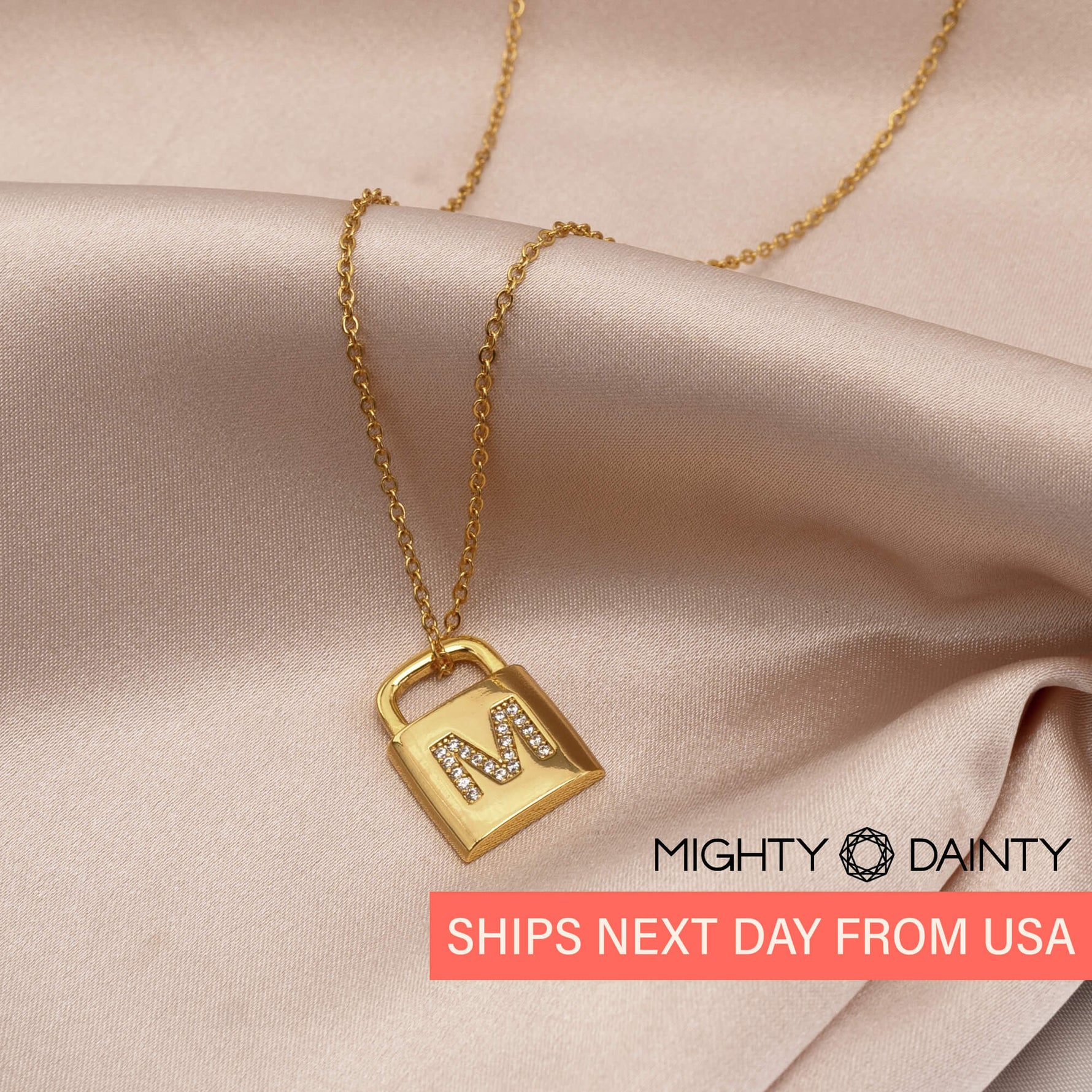 Padlock Initial Pendant Necklace