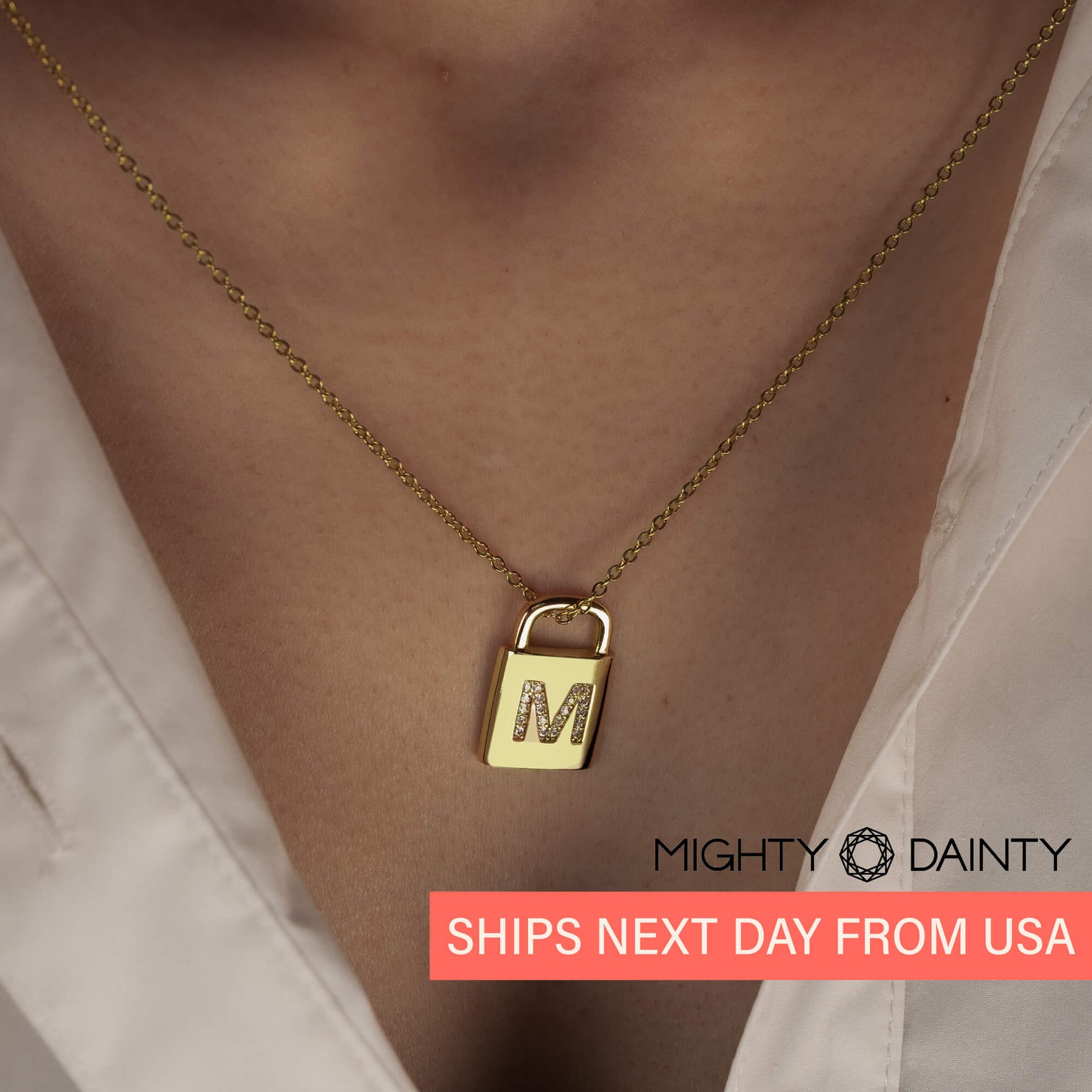 Padlock Initial Pendant Necklace