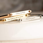 engraved long bar bangle