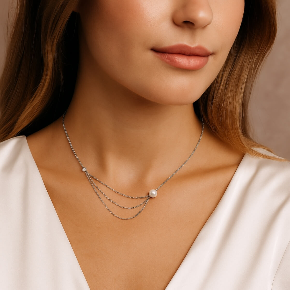 Diamond and Pearl Multi-Layered Necklace