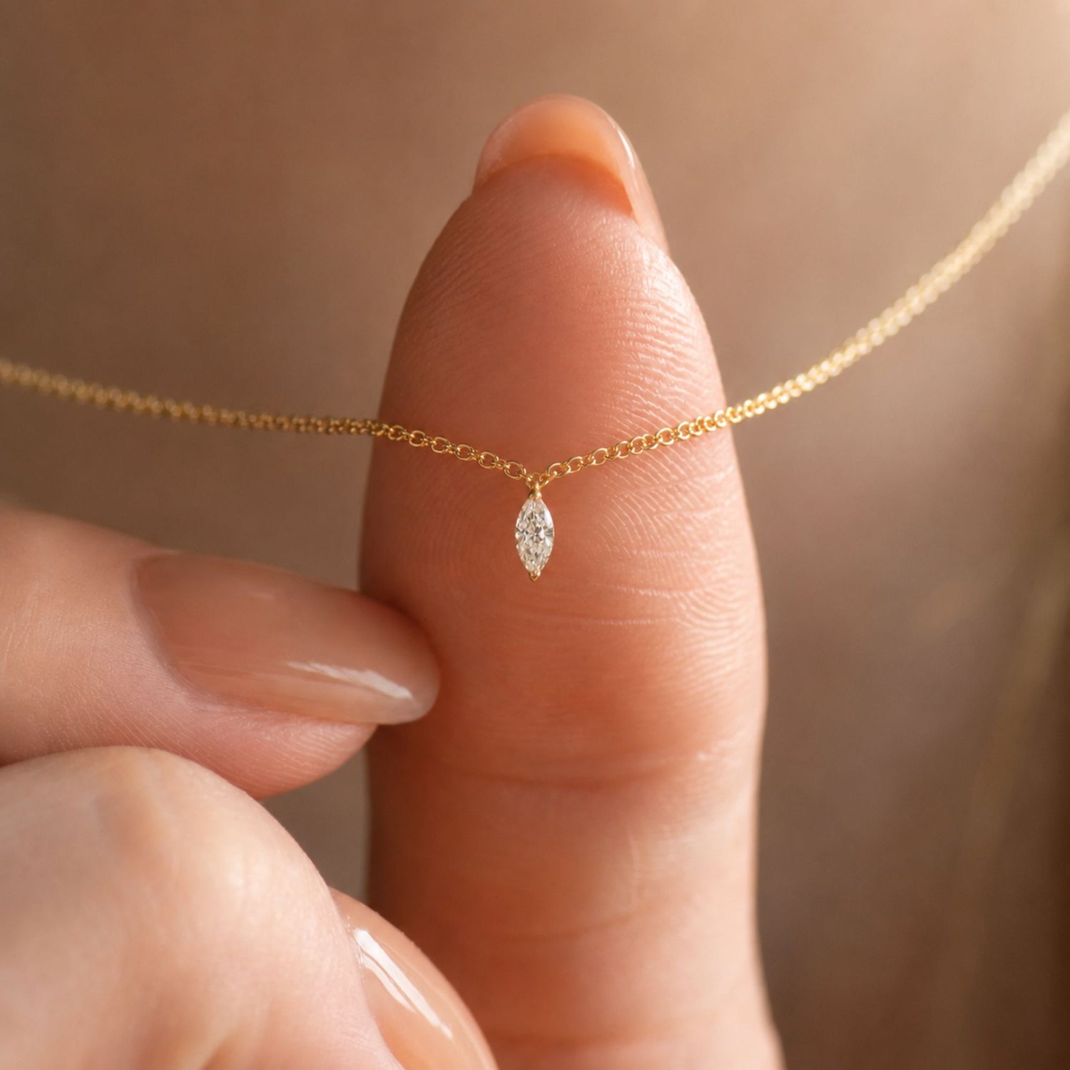 Gold Marquise Diamond Necklace