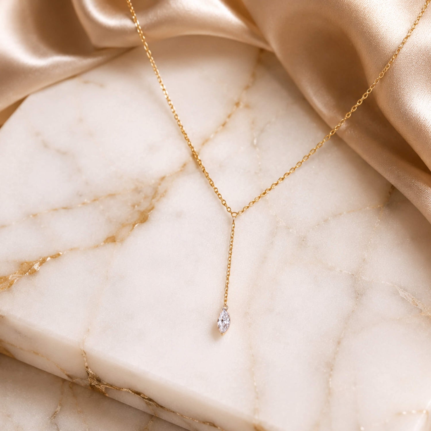 marquise diamond lariat necklace