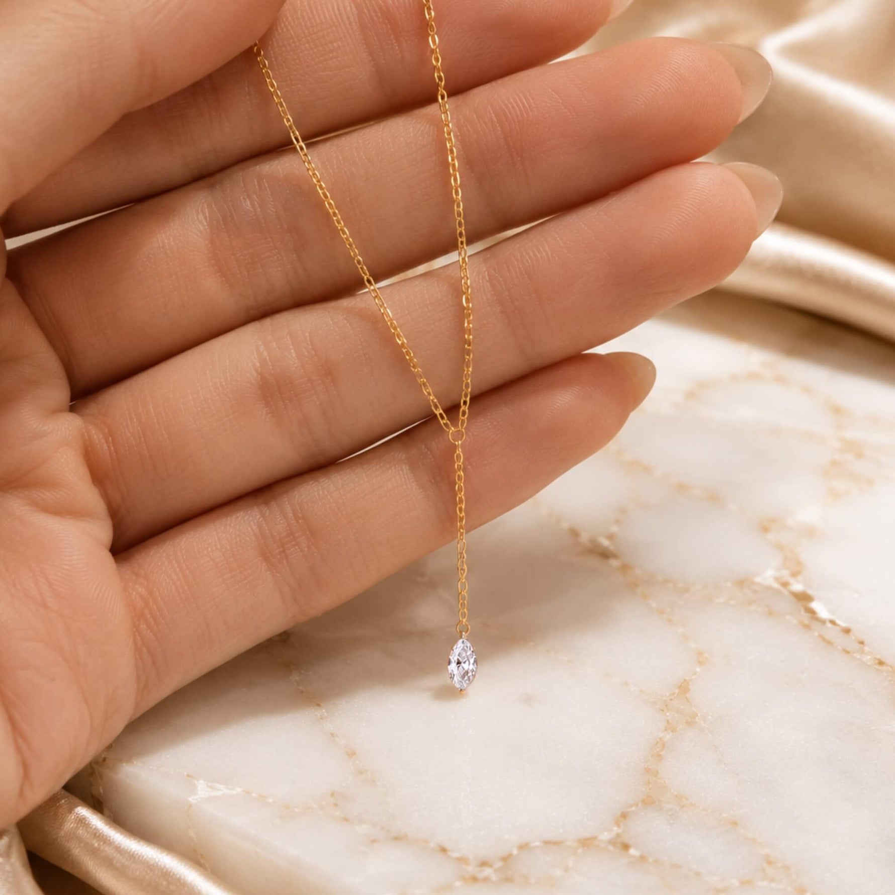 marquise diamond lariat necklace