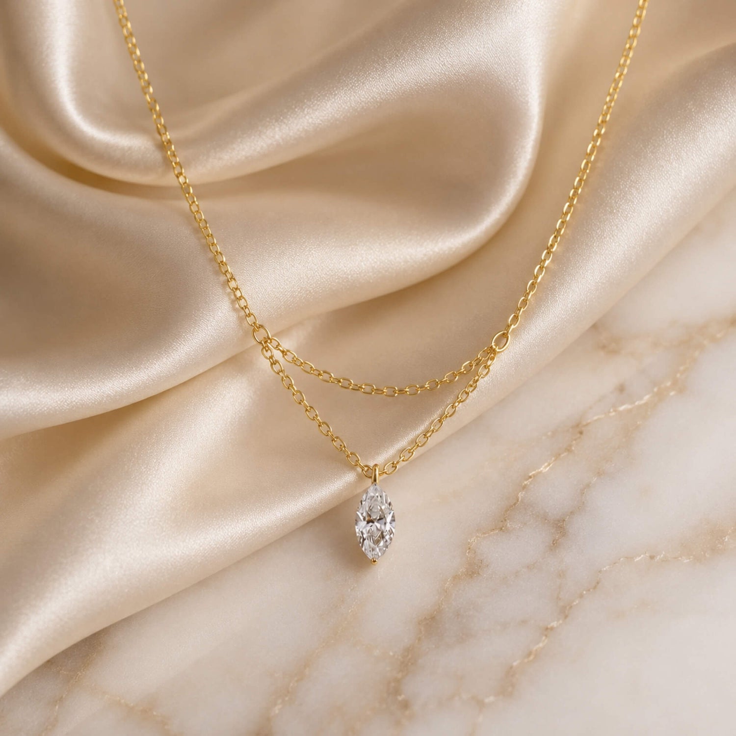 marquise layered diamond necklace