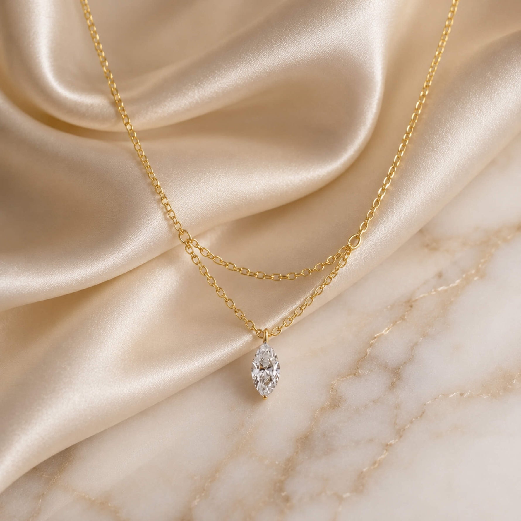 marquise layered diamond necklace