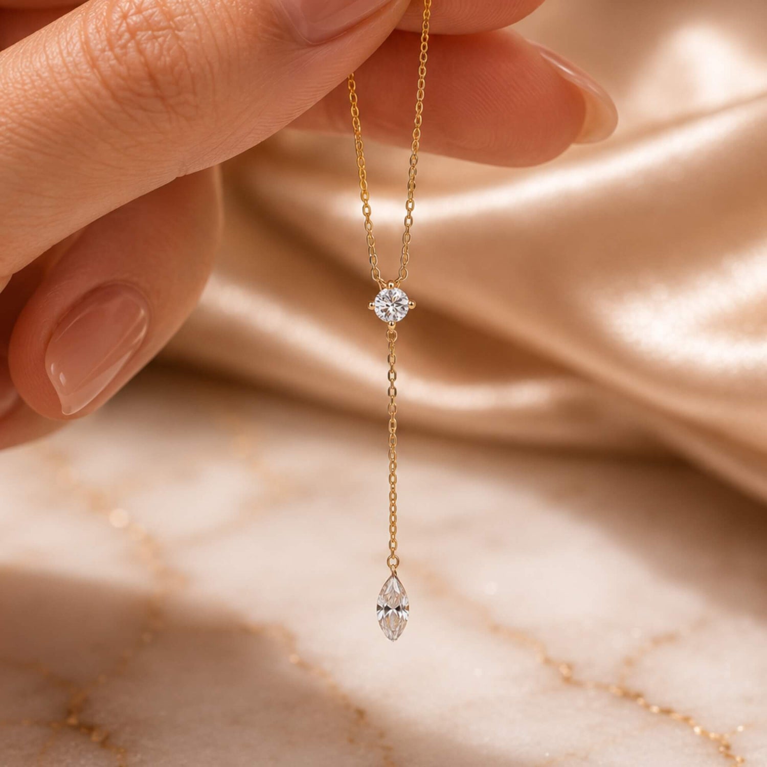 two-stone diamond lariat necklace