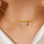 Gold Bar and Diamond Necklace