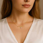 Gold Bar and Diamond Necklace