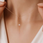 Gold Diamond and Tassel Y-Necklace