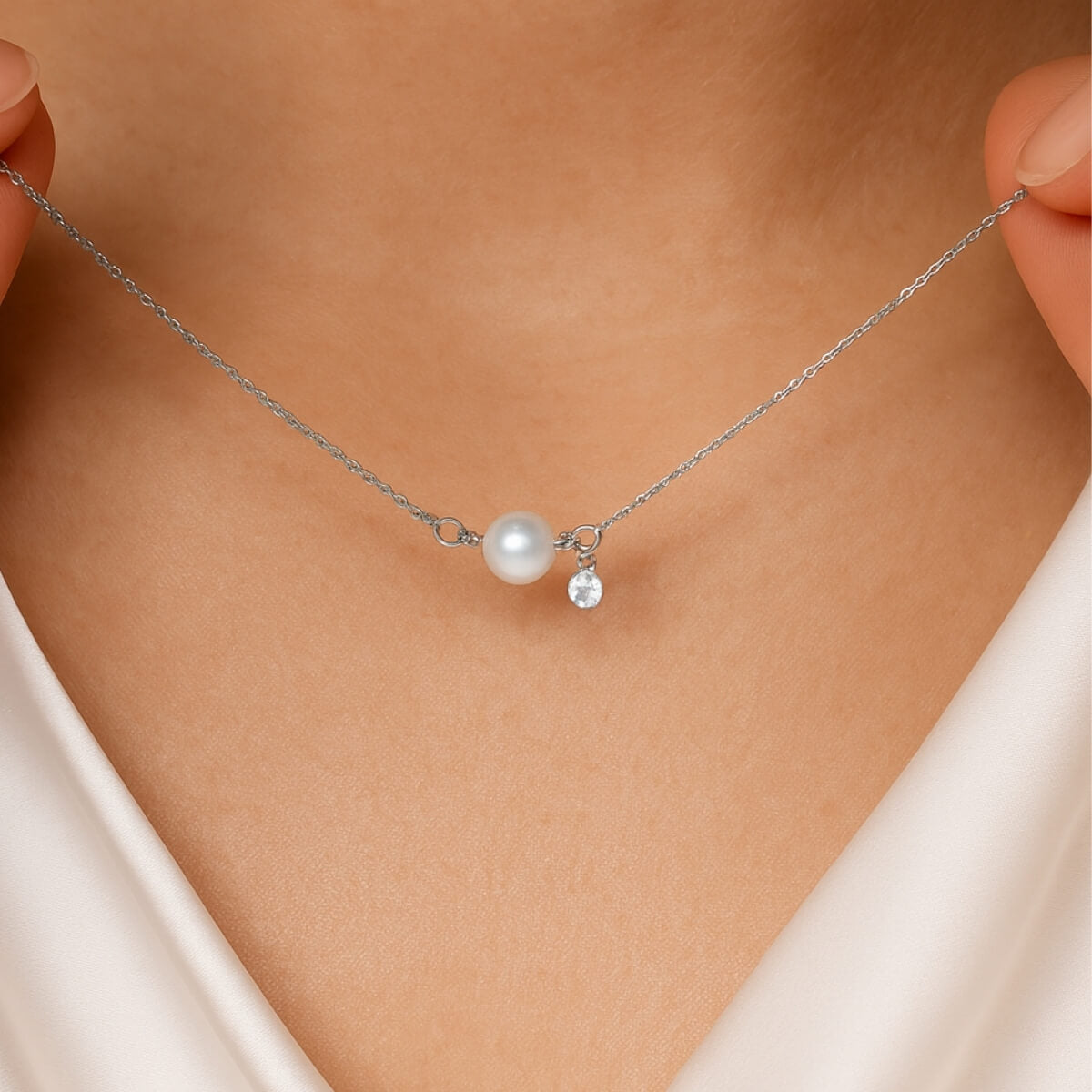 Gold Pearl and Diamond Necklace