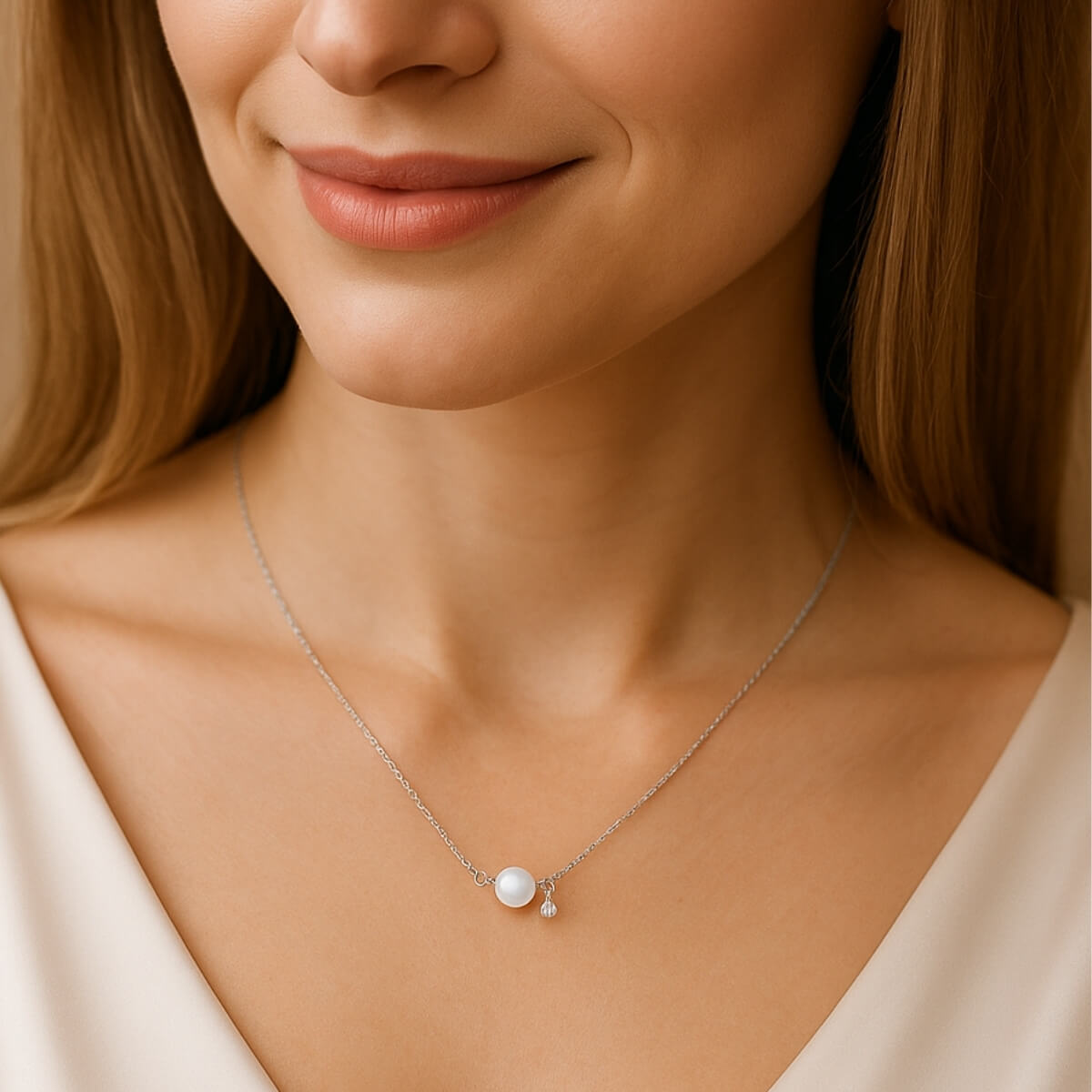 Gold Pearl and Diamond Necklace