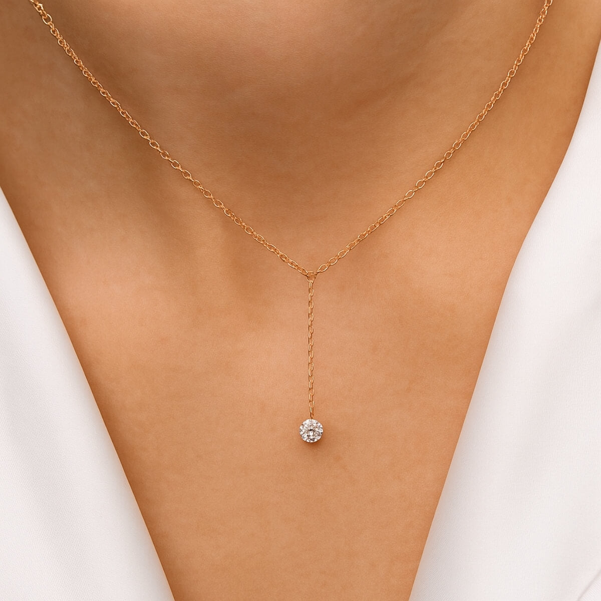 Gold Single Diamond Y-Necklace