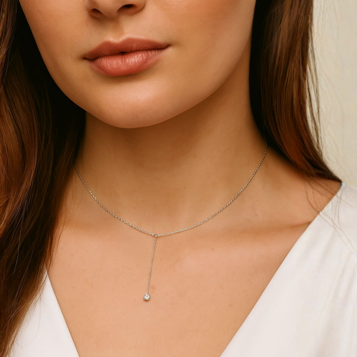 Gold Single Diamond Y-Necklace