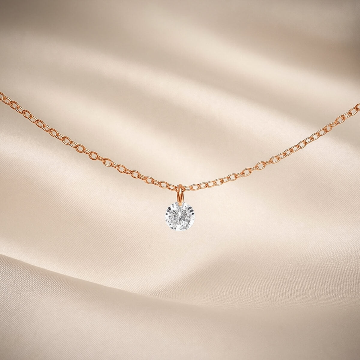 Mighty Dainty | Gold Single Small Diamond Necklace | Womens Modern 