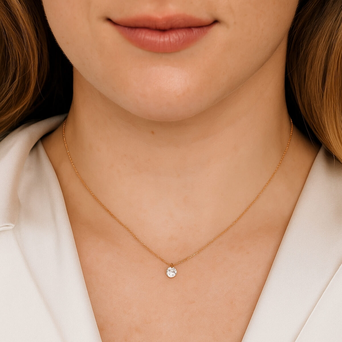 Gold Single Small Diamond Necklace