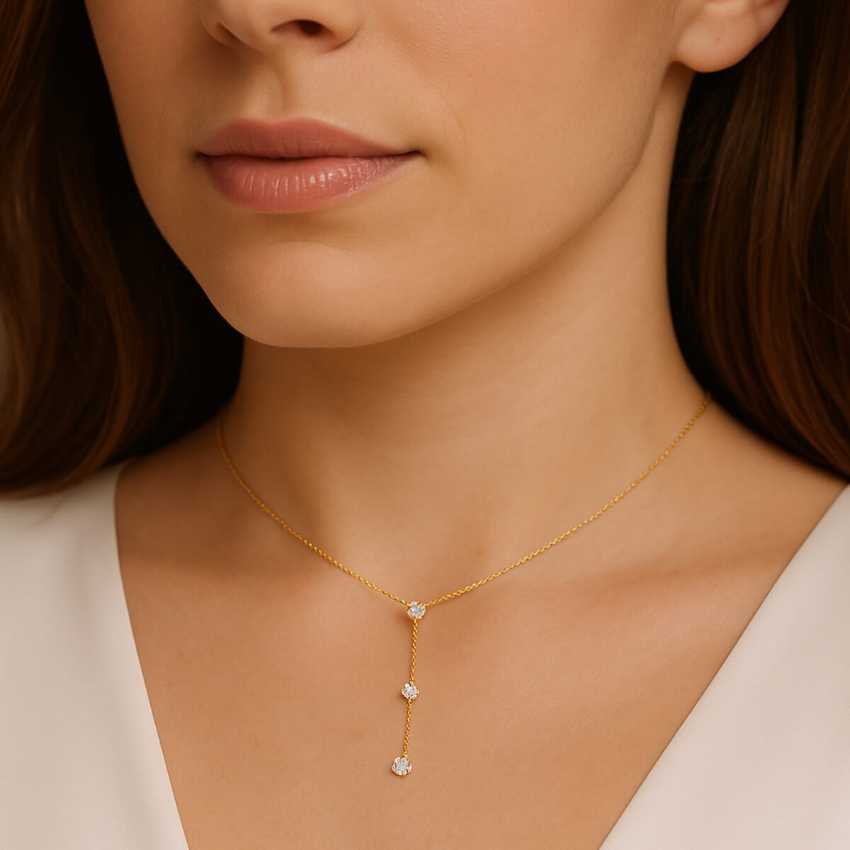 Gold Teardrop Diamond Necklace