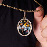 Oval Diamond Medallion Pendant Necklace
