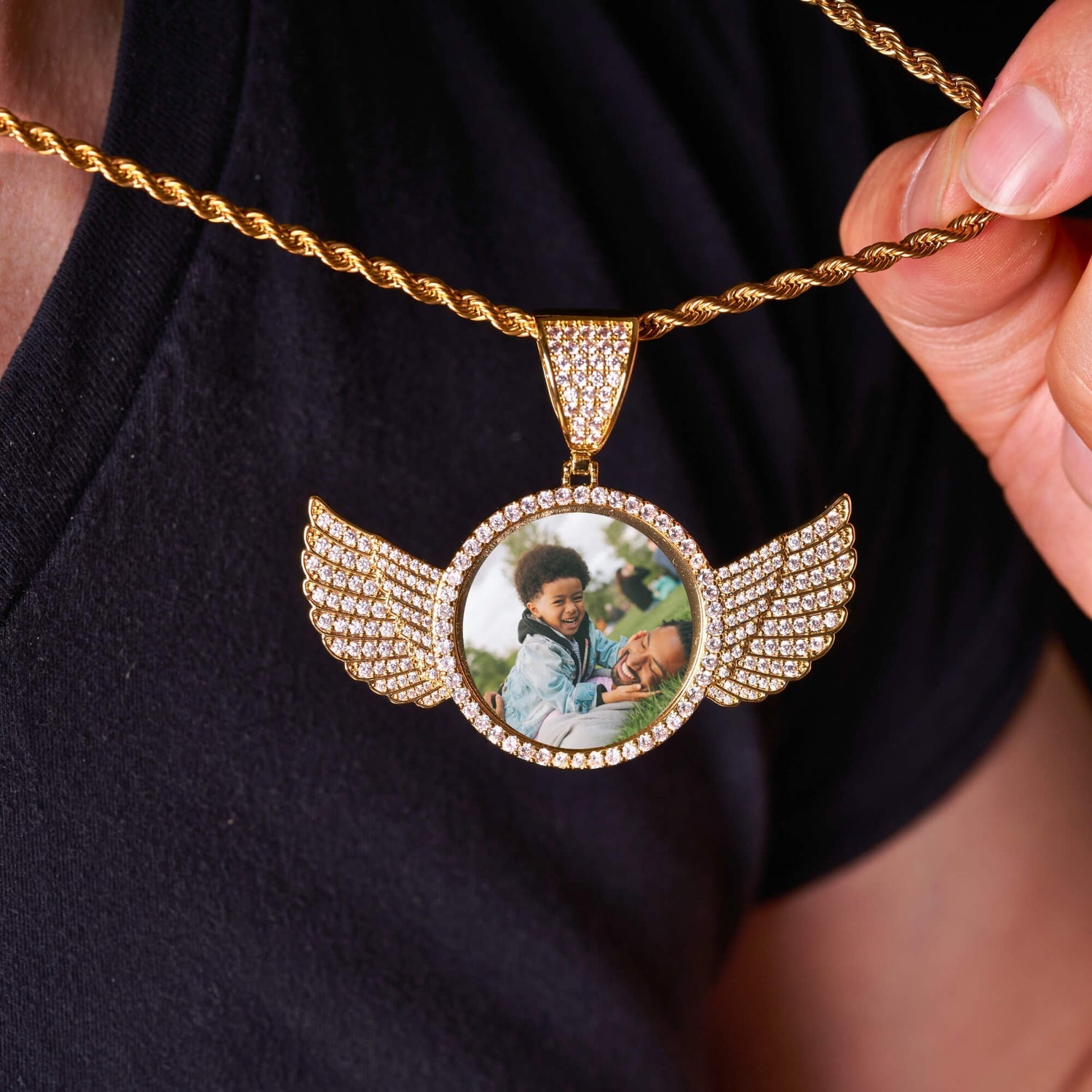 Medallion with Wings Pendant Necklace