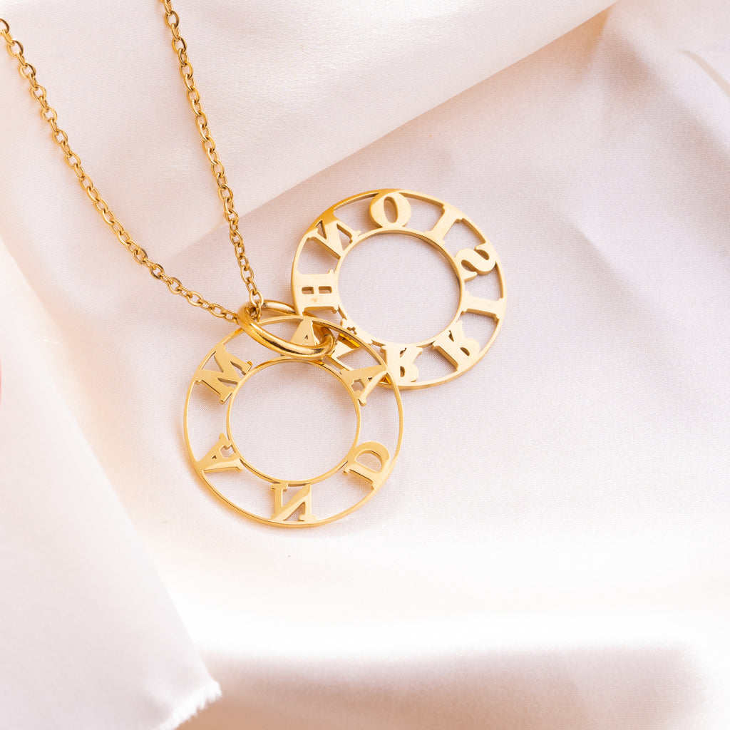 Round hoop style name or word necklace for her