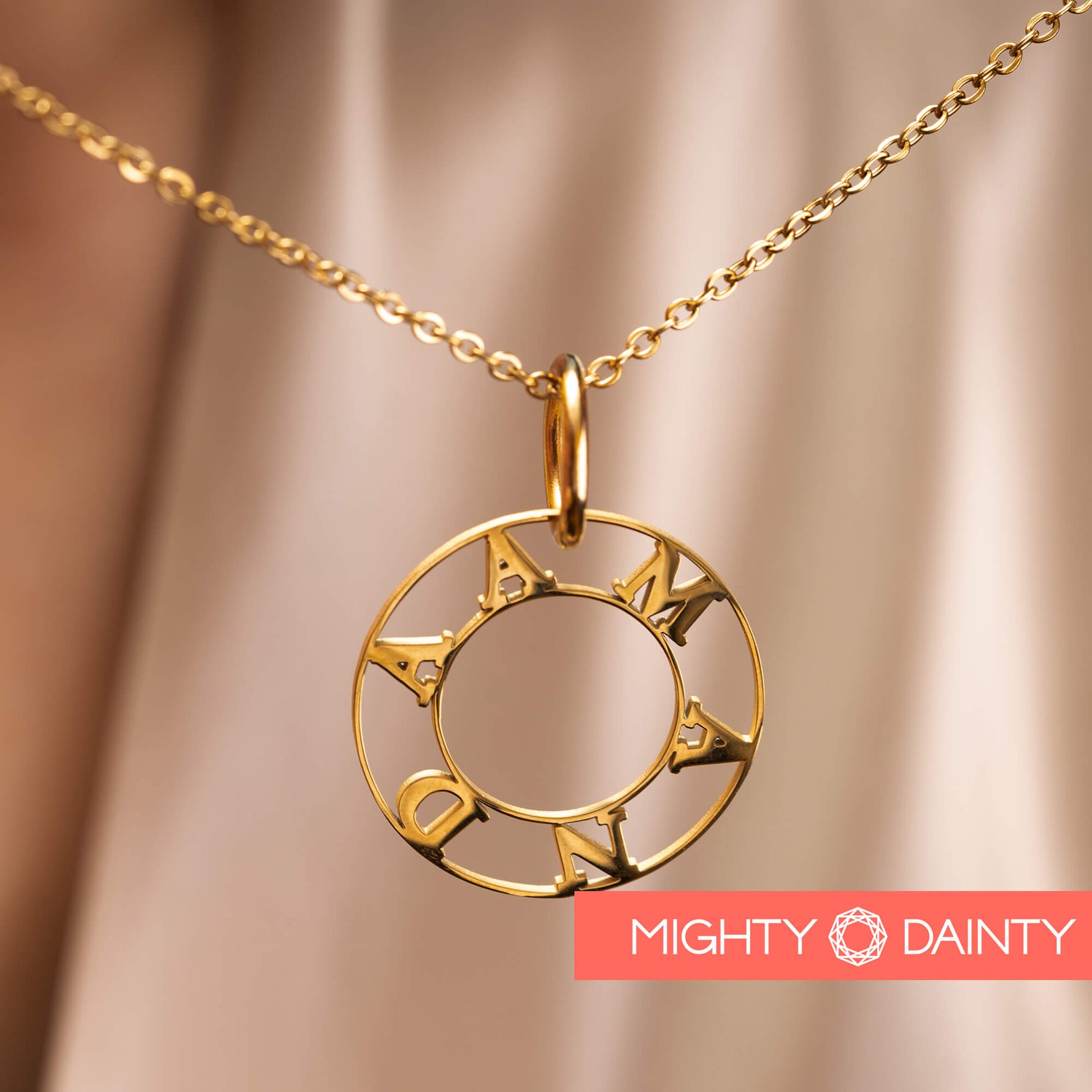 Round Pendant Name Necklace