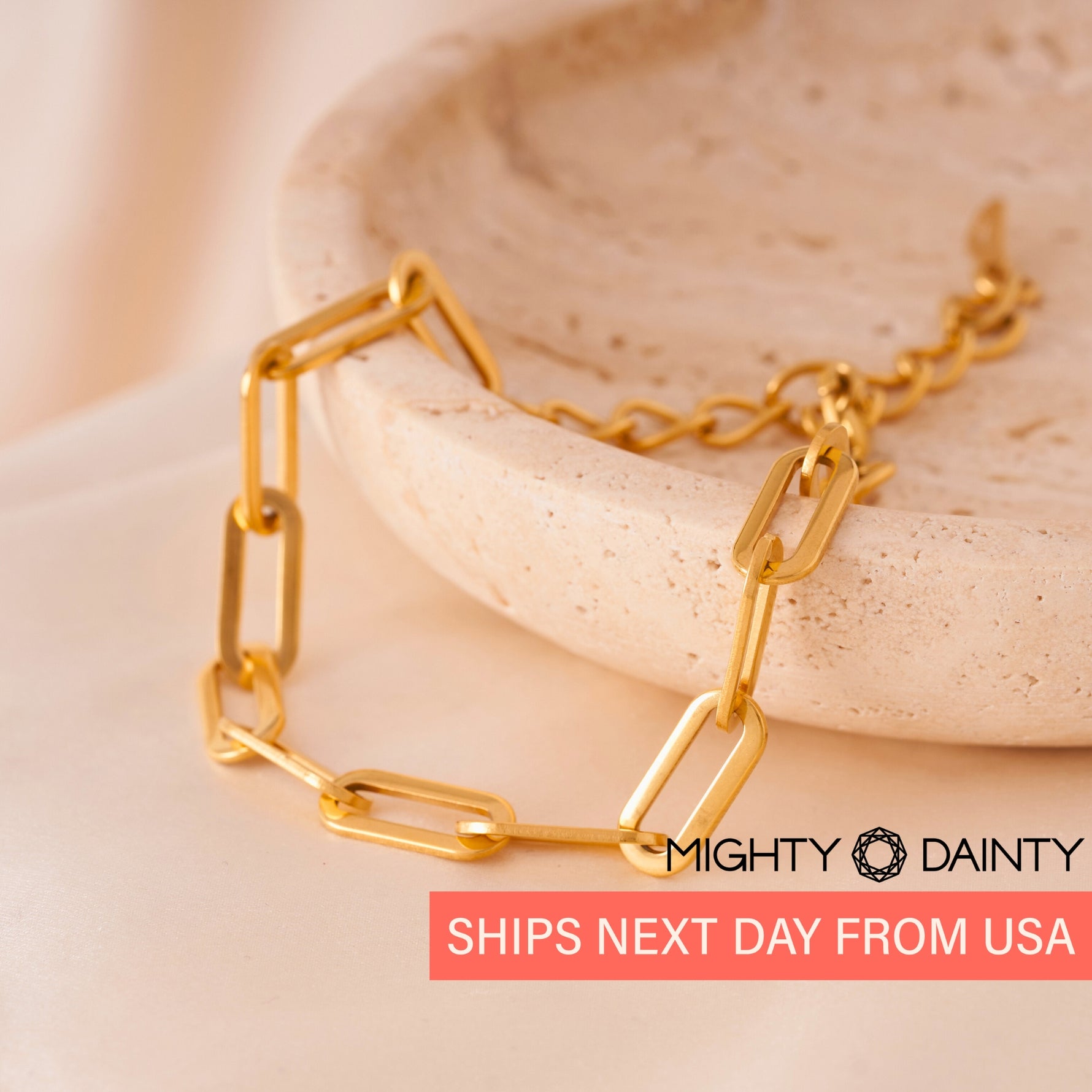 Paper Clip Gold Bracelet