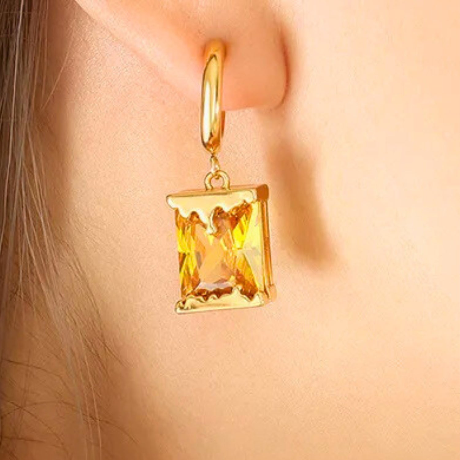 Square Crystal Drop Earrings