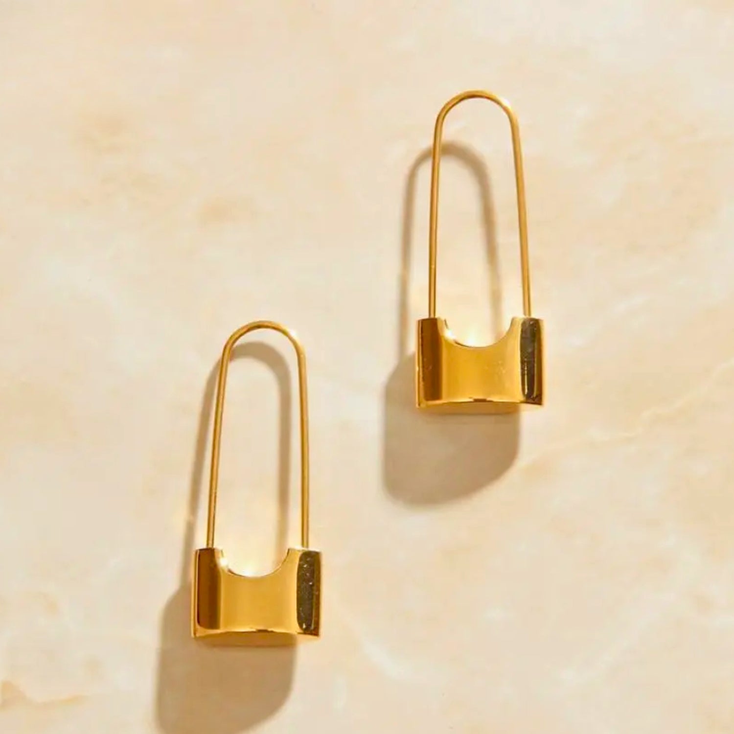 Gold Lock Earrings
