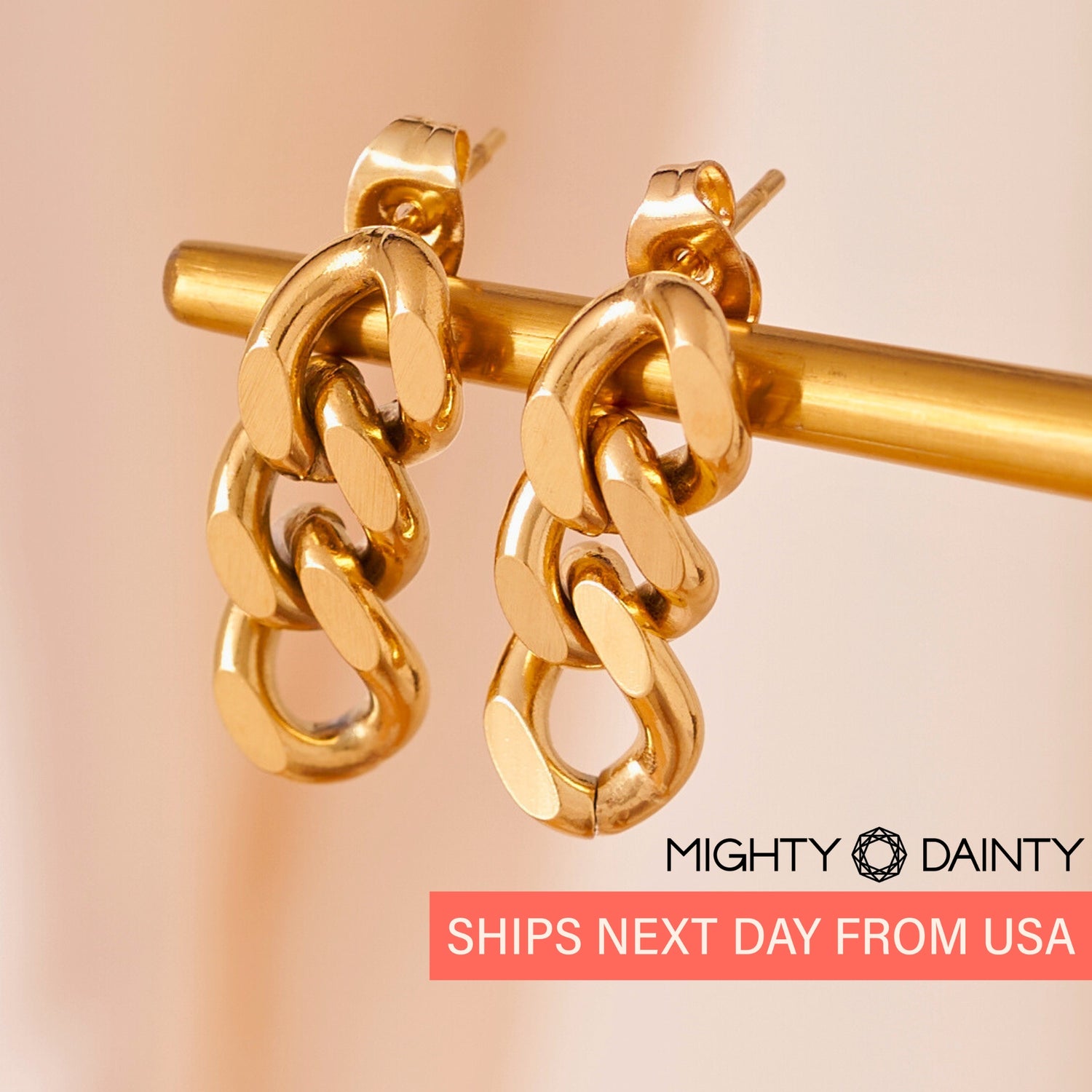 Three Link Chain Earrings
