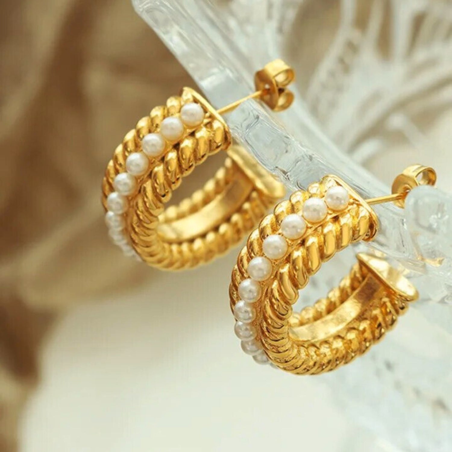Classic Pearl Hoop Earrings