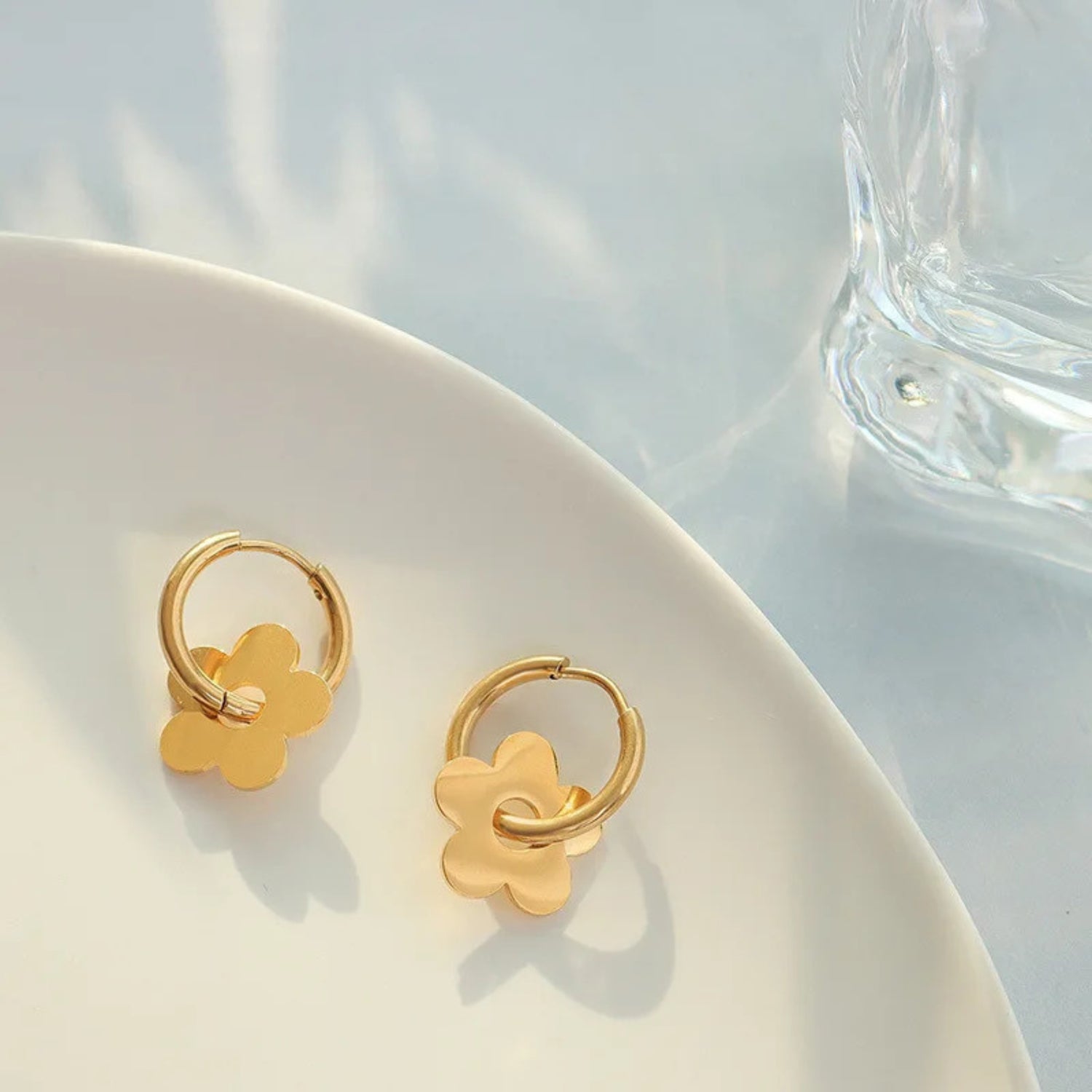 Flower Charm Hoop Earrings