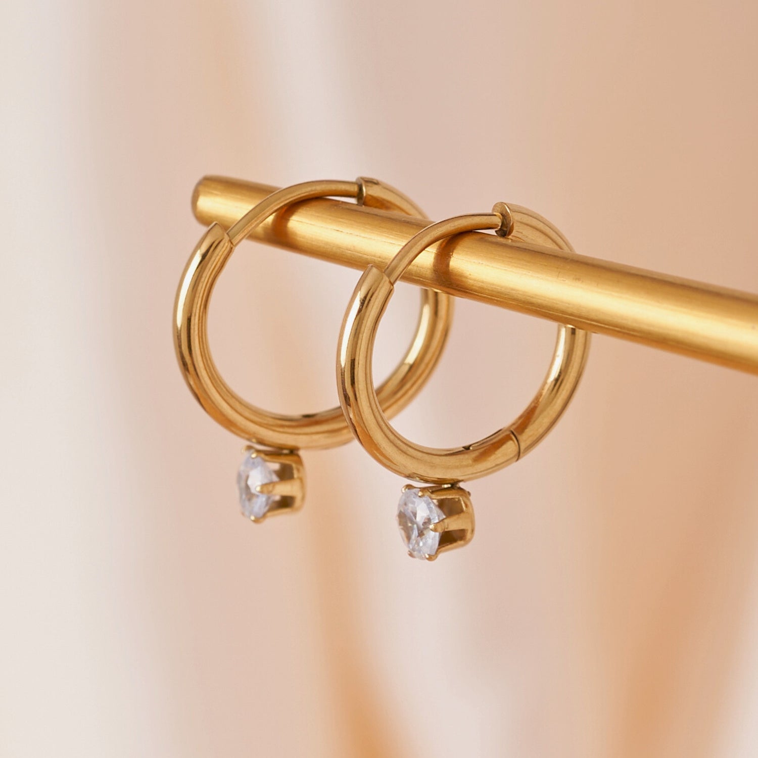 Solitaire Huggy Hoop Earrings