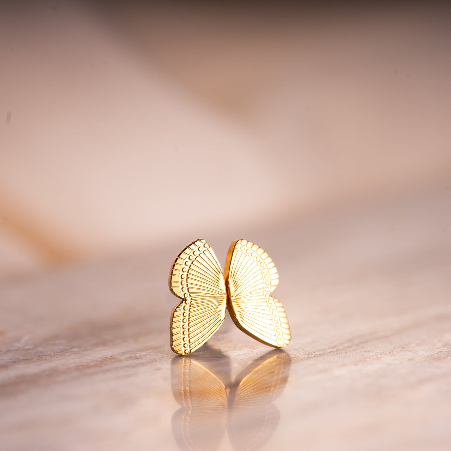 Gold Butterfly Wing Stud Earrings