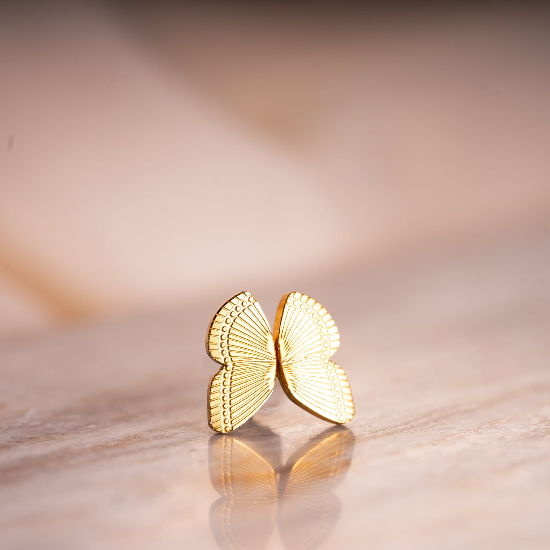 Gold Butterfly Wing Stud Earrings