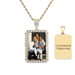 Rectangle Diamond Medallion Pendant Necklace