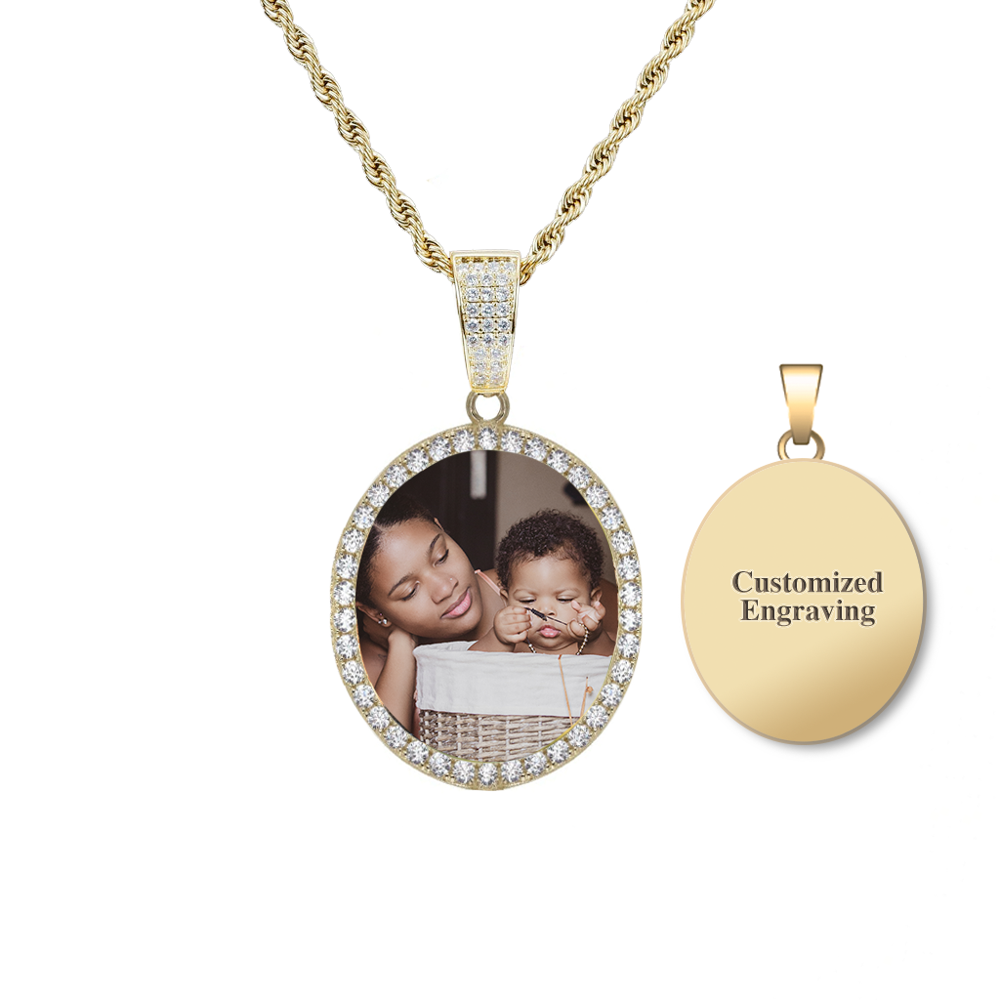 Oval Diamond Medallion Pendant Necklace