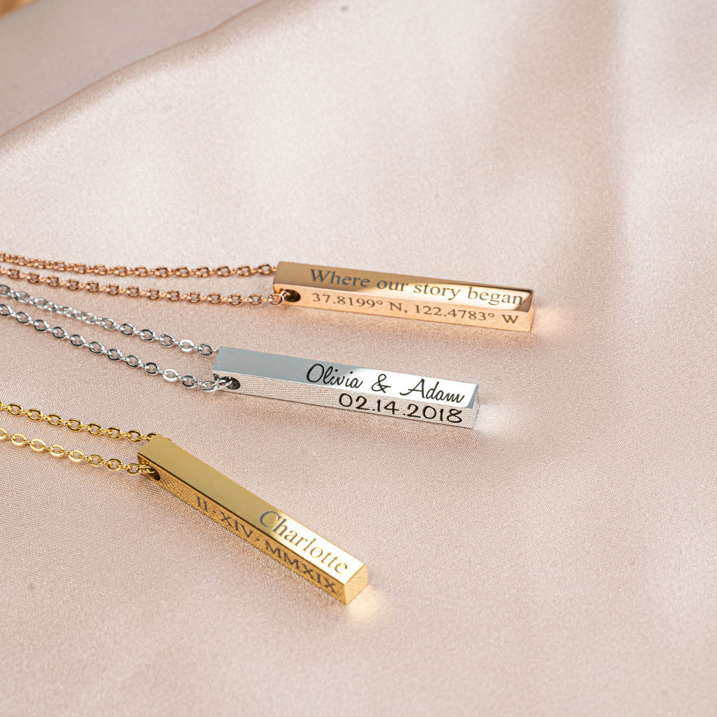 Four-Sided Vertical Bar Necklace