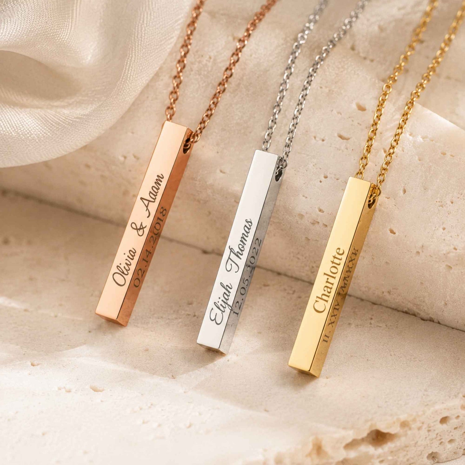 Four-Sided Vertical Bar Necklace