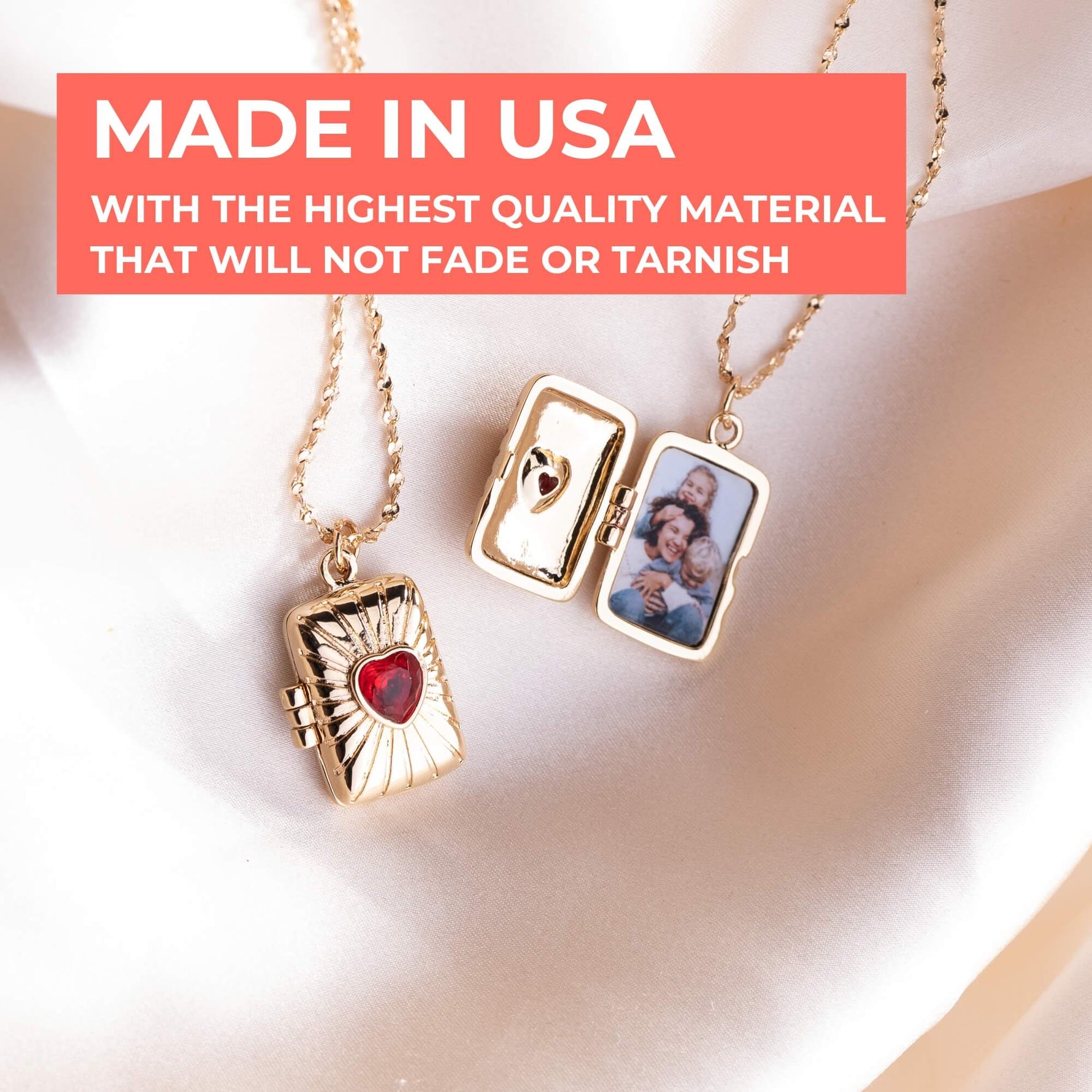 Red Heart Book Photo Necklace