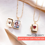 Red Heart Book Photo Necklace